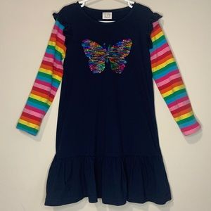 Girl’s Dress Sz 6-7 Rainbow Sequin butterfly
